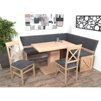 ECKBANKGRUPPE Grau, Sonoma Eiche  - Grau/Sonoma Eiche, KONVENTIONELL, Holz/Textil (150/185/87cm) - MID.YOU