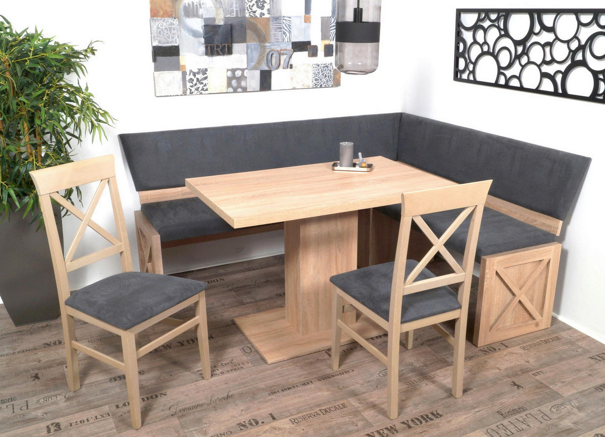 ECKBANKGRUPPE Grau, Sonoma Eiche  - Grau/Sonoma Eiche, KONVENTIONELL, Holz/Textil (150/185/87cm) - MID.YOU