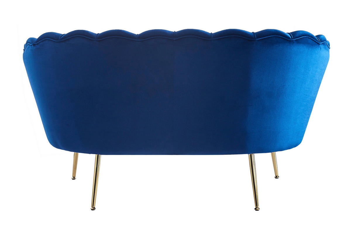 2-SITZER-SOFA in Samt Dunkelblau  - Goldfarben/Dunkelblau, MODERN, Textil/Metall (136/78/77cm) - Livetastic