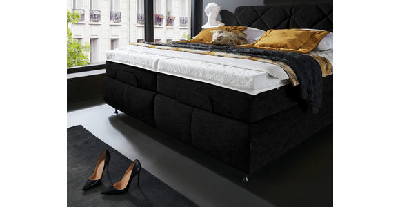 BOXSPRINGBETT 180/200 cm  in Schwarz  - Schwarz, KONVENTIONELL, Textil/Metall (180/200cm) - Dieter Knoll