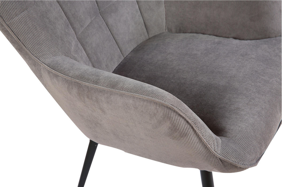 SESSEL in Cord Grau  - Schwarz/Grau, MODERN, Holzwerkstoff/Textil (72/97/80cm) - MID.YOU