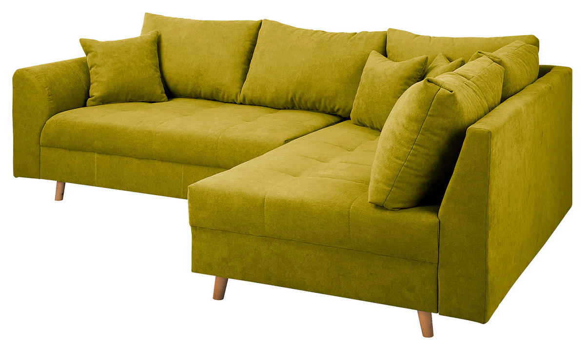 ECKSOFA Ariella Hellgrün Mikrofaser  - Naturfarben/Hellgrün, Design, Holz/Textil (231/161cm) - Livetastic
