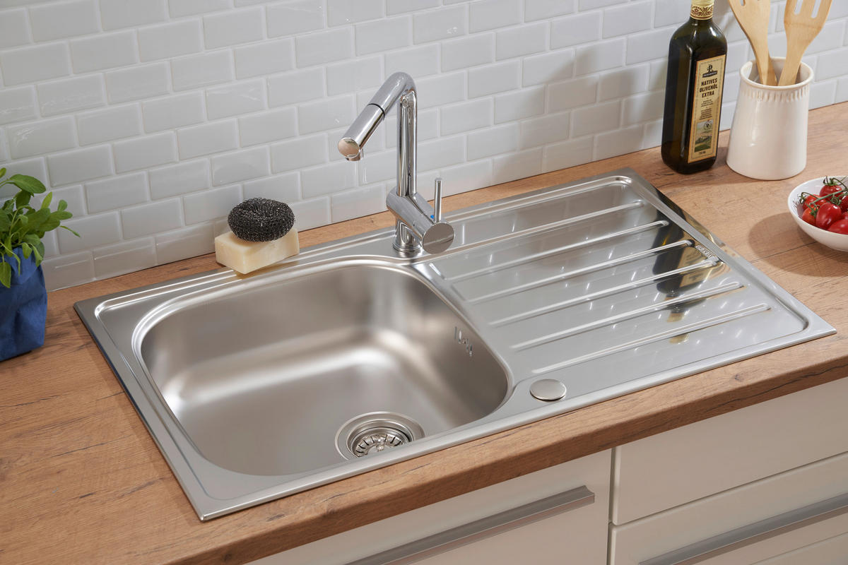 SPÜLE 1720DALLAS86X50  - Edelstahlfarben, Trend, Metall (86/17,5/50cm) - Respekta