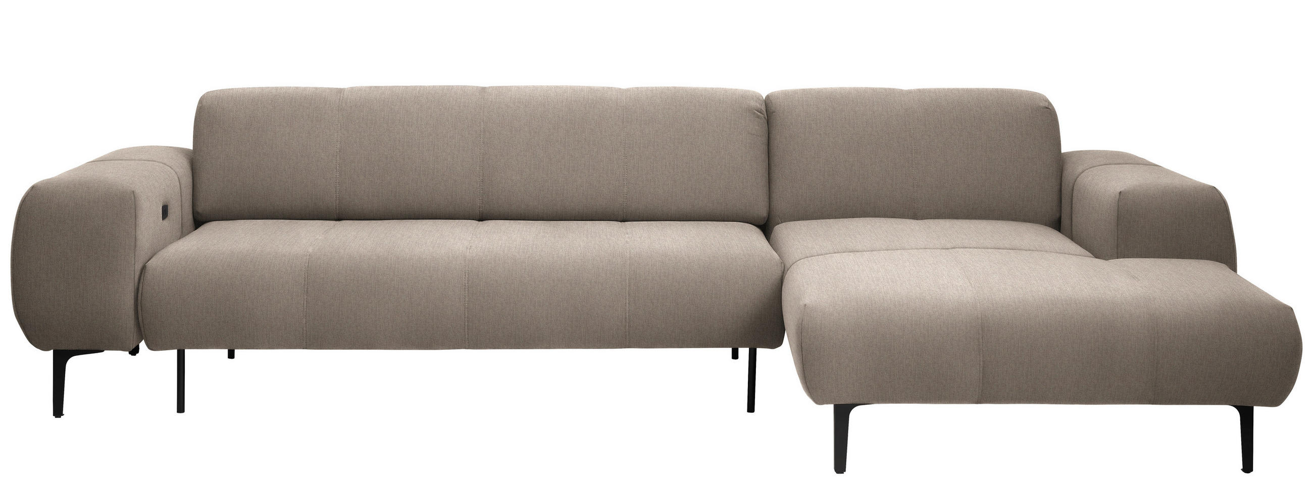 ECKSOFA in Chenille Beige  311/167 cm  - Beige/Schwarz, Design, Textil/Metall (311/167cm) - Xora
