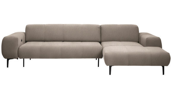 ECKSOFA in Chenille Beige 311/167 cm - Beige/Schwarz, Design, Textil/Metall (311/167cm) - Xora