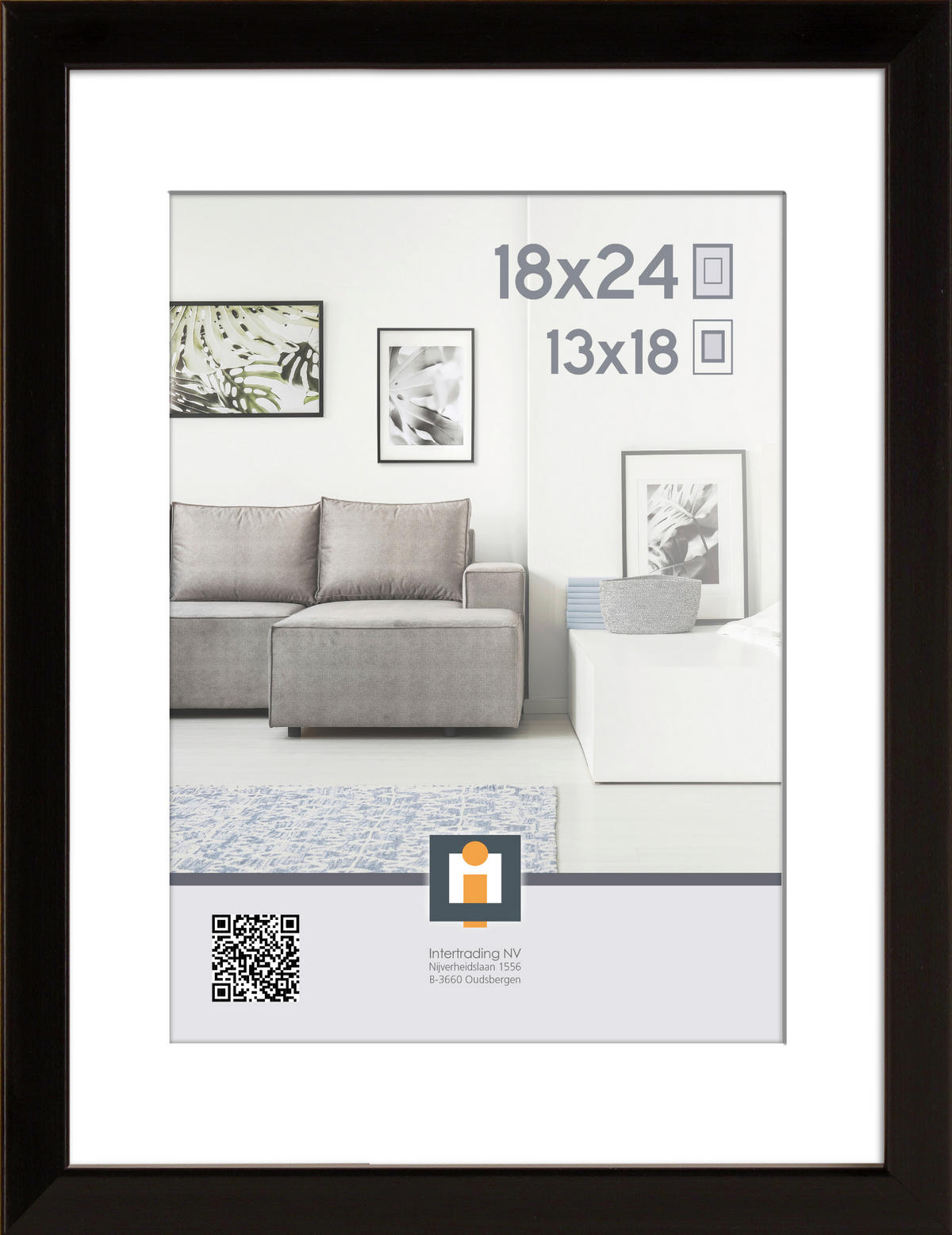 RÁM NA OBRAZY, 1 foto 18 cm x 24 cm - čierna, Basics, plast (20/26/2,5cm)
