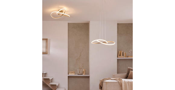 LED-HÄNGELEUCHTE - Sandfarben/Chromfarben, Design, Kunststoff/Metall (55cm) - Novel