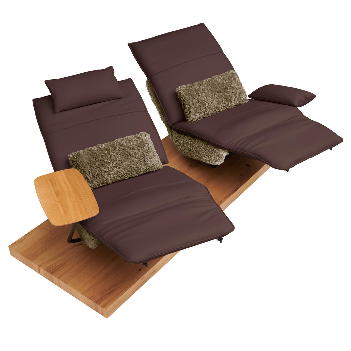 2-SITZER-SOFA  in Hochflor Echtleder Braun, Hellbraun  - Hellbraun/Schwarz, Design, Leder/Holz (240/65/104cm) - Koinor