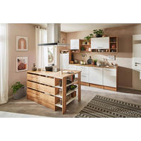 KÜCHENBLOCK 280-150 cm   in Weiß  - Wildeiche/Alufarben, Design, Holzwerkstoff/Metall (280-150cm) - Respekta