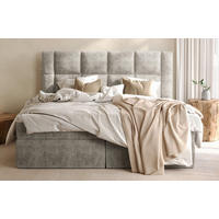 BOXBETT 180/200 cm,  in Taupe, gepolstertes Kopfteil, Bettkasten, Topper, Matratzen, H3 = fest  - Taupe/Schwarz, MODERN, Holz/Holzwerkstoff (180/200cm) - Boxxx