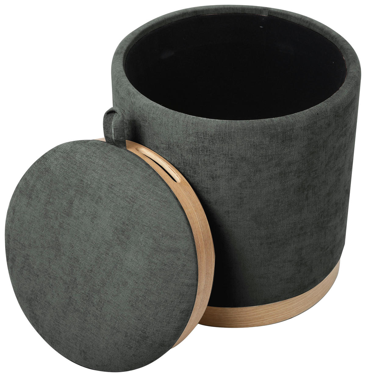 HOCKER Vliesstoff, Leinenoptik Dunkelgrau  - Eichefarben/Dunkelgrau, Basics, Textil/Metall (39/44/39cm) - Xora