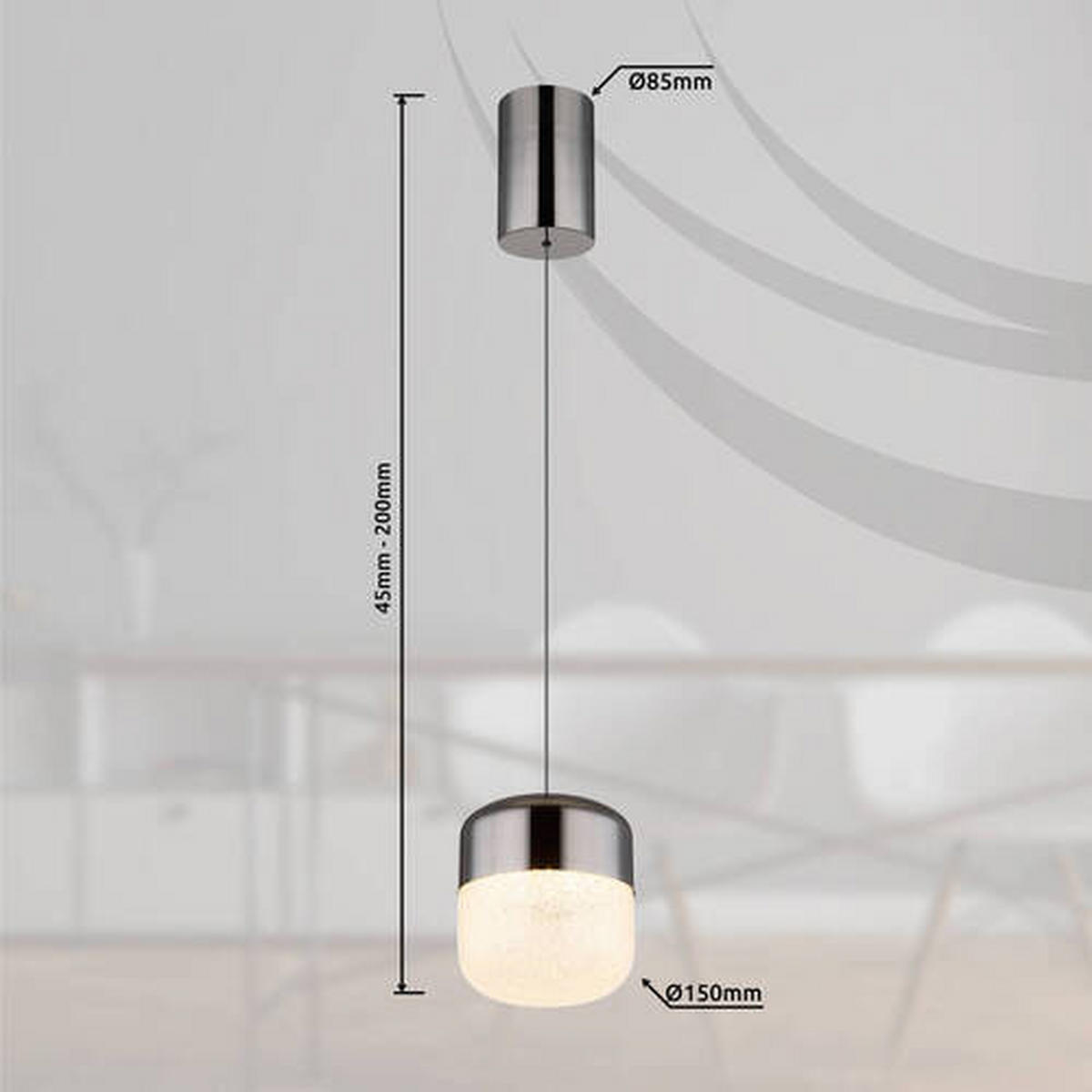 VISEČA LED-SVETILKA   //3000 K/230 V/ - barve grafita/prozorno, Design, kovina/steklo (15/200cm) - Globo