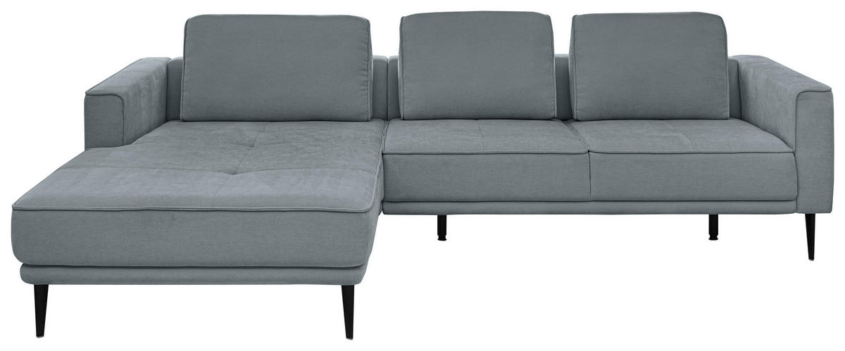 ECKSOFA Blaugrau Flachgewebe  - Blaugrau/Schwarz, KONVENTIONELL, Textil/Metall (193/279cm) - SetOne by Musterring