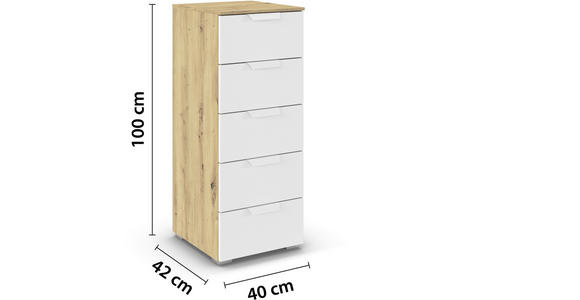 KOMMODE  in 40/100/42 cm  - Weiß/Eiche Artisan, Design, Holzwerkstoff/Metall (40/100/42cm) - Carryhome