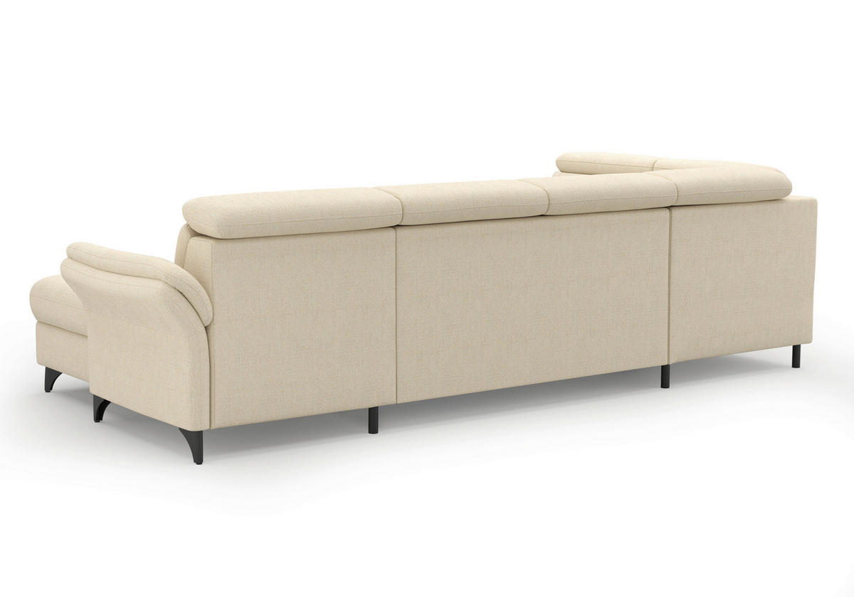 WOHNLANDSCHAFT GLENDALE E Sandfarben Chenille  - Sandfarben/Schwarz, KONVENTIONELL, Textil/Metall (193/321/166cm) - Sit & More