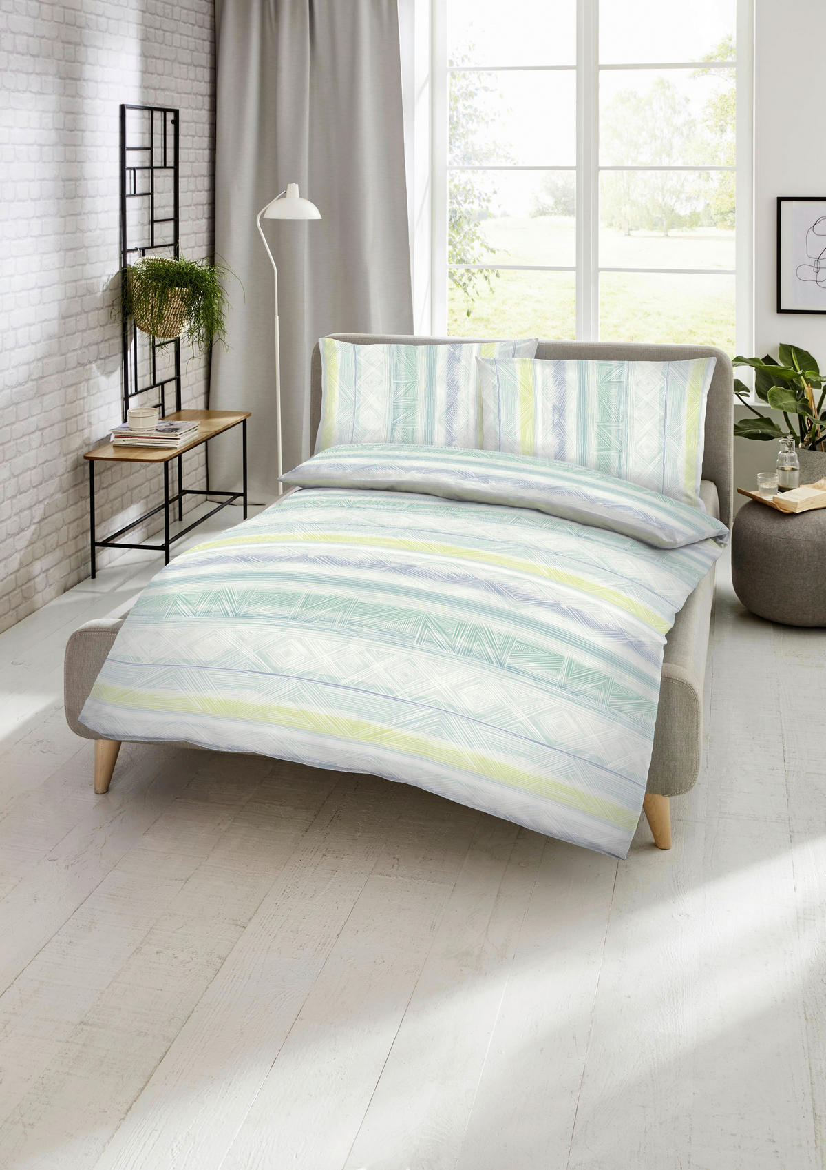 BETTWÄSCHE Hacienda Makosatin 140/200 cm  - Mintgrün, Design, Textil (140/200cm) - Kaeppel