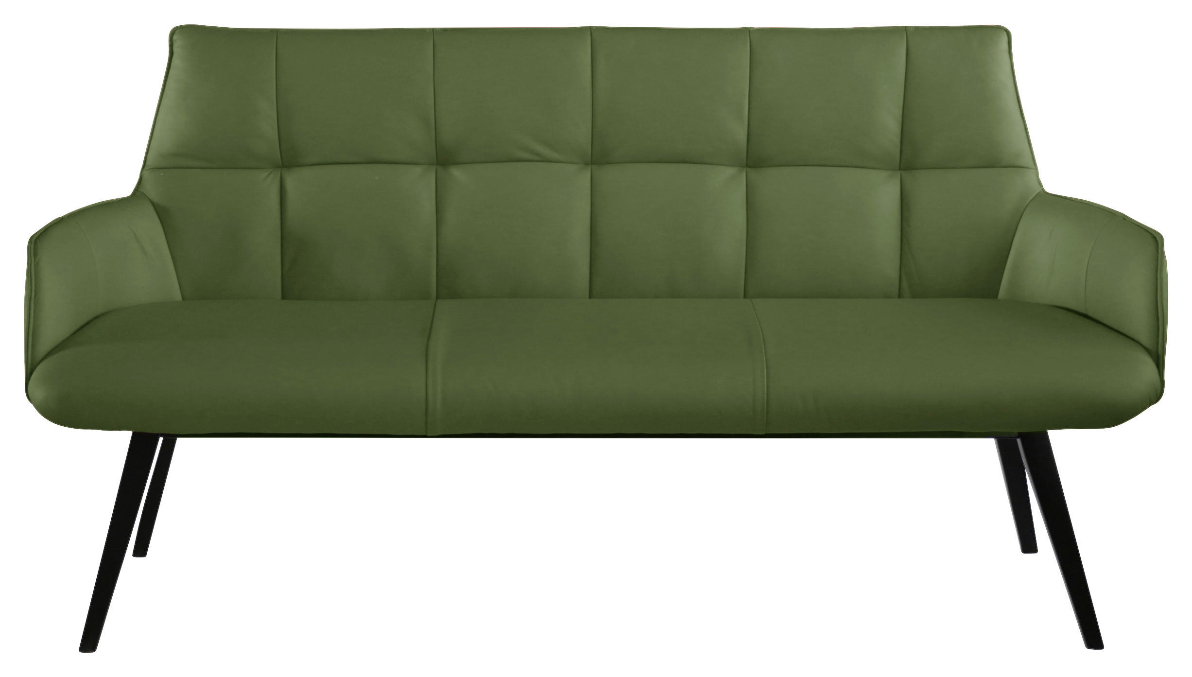 SITZBANK 160/89,5/64 cm Echtleder Grün Buche massiv  - Schwarz/Grün, Design, Leder/Holz (160/89,5/64cm) - Novel