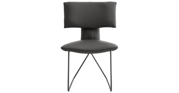 STUHL    Echtleder  - Anthrazit/Braun, Design, Leder/Metall (57/87/67cm) - Johann Jakob