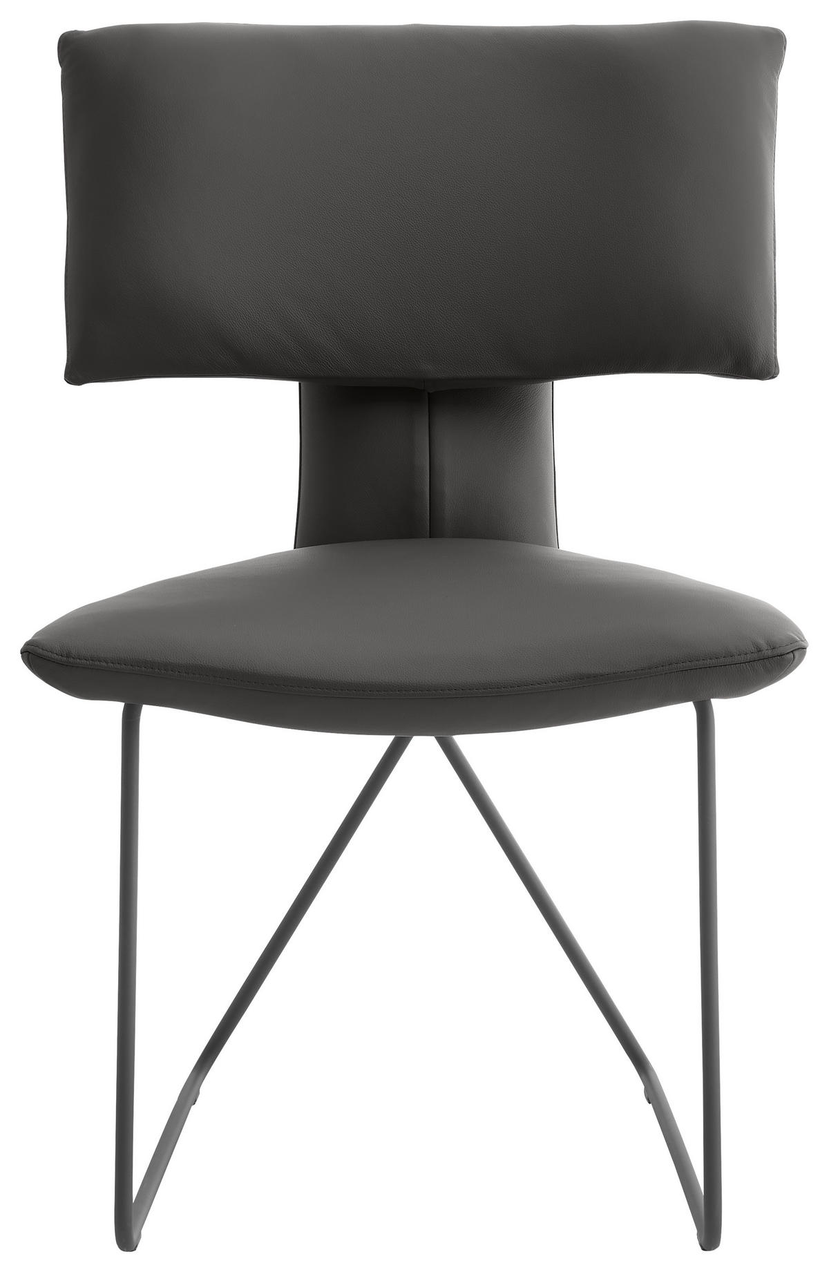 STUHL  in Eisen Echtleder pigmentiert Metall, Leder  - Anthrazit/Braun, Design, Leder/Metall (57/87/67cm) - Johann Jakob