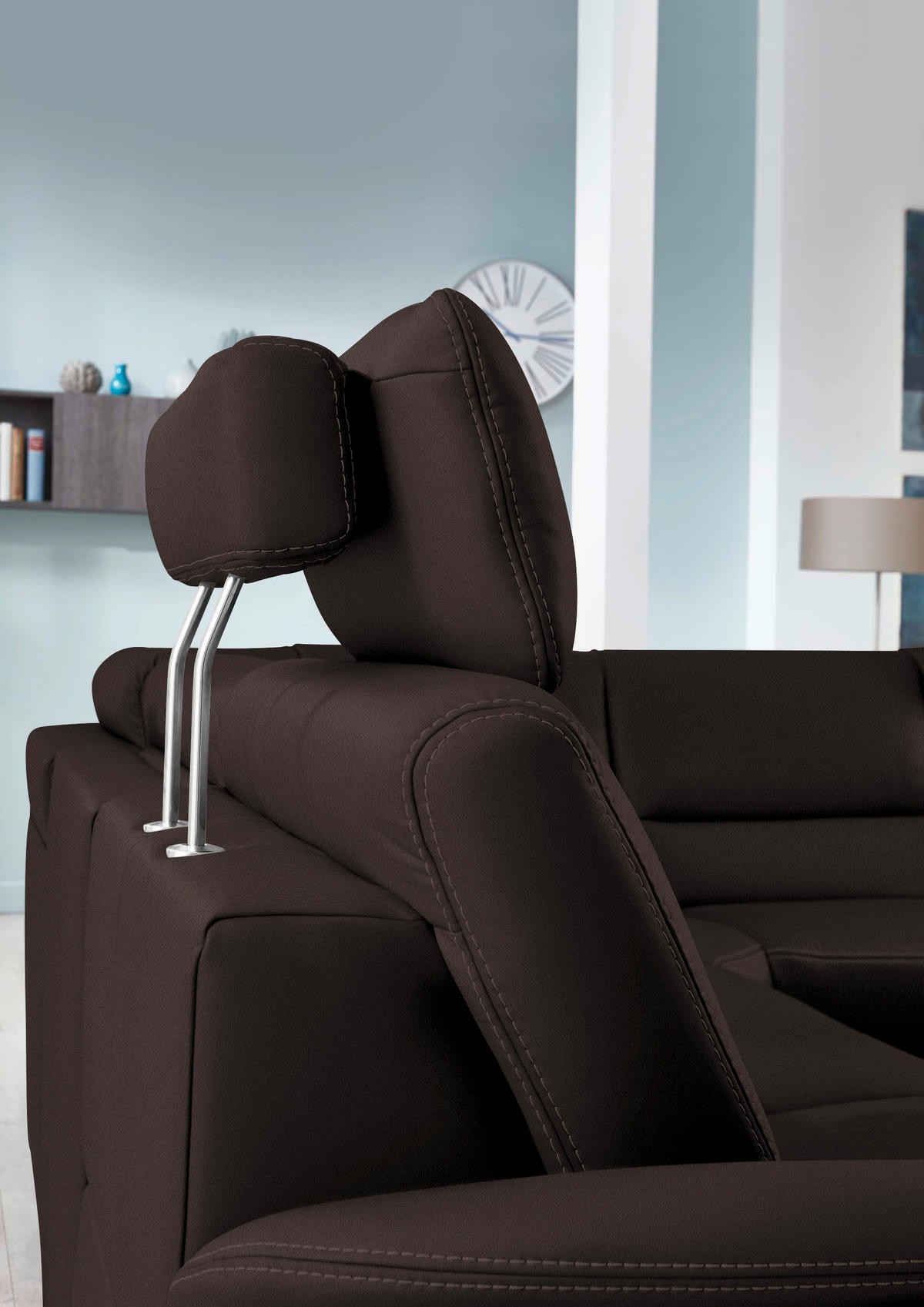 ECKSOFA in Echtleder Dunkelbraun  - Dunkelbraun/Beige, Design, Leder/Metall (288/249cm) - Beldomo Premium