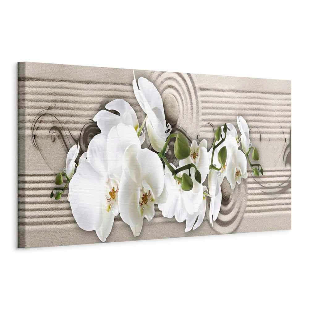 LEINWANDBILD Blumen Weiß, Beige  - Beige/Weiß, Basics, Holz/Textil (150/50/1.2cm) - artgeist