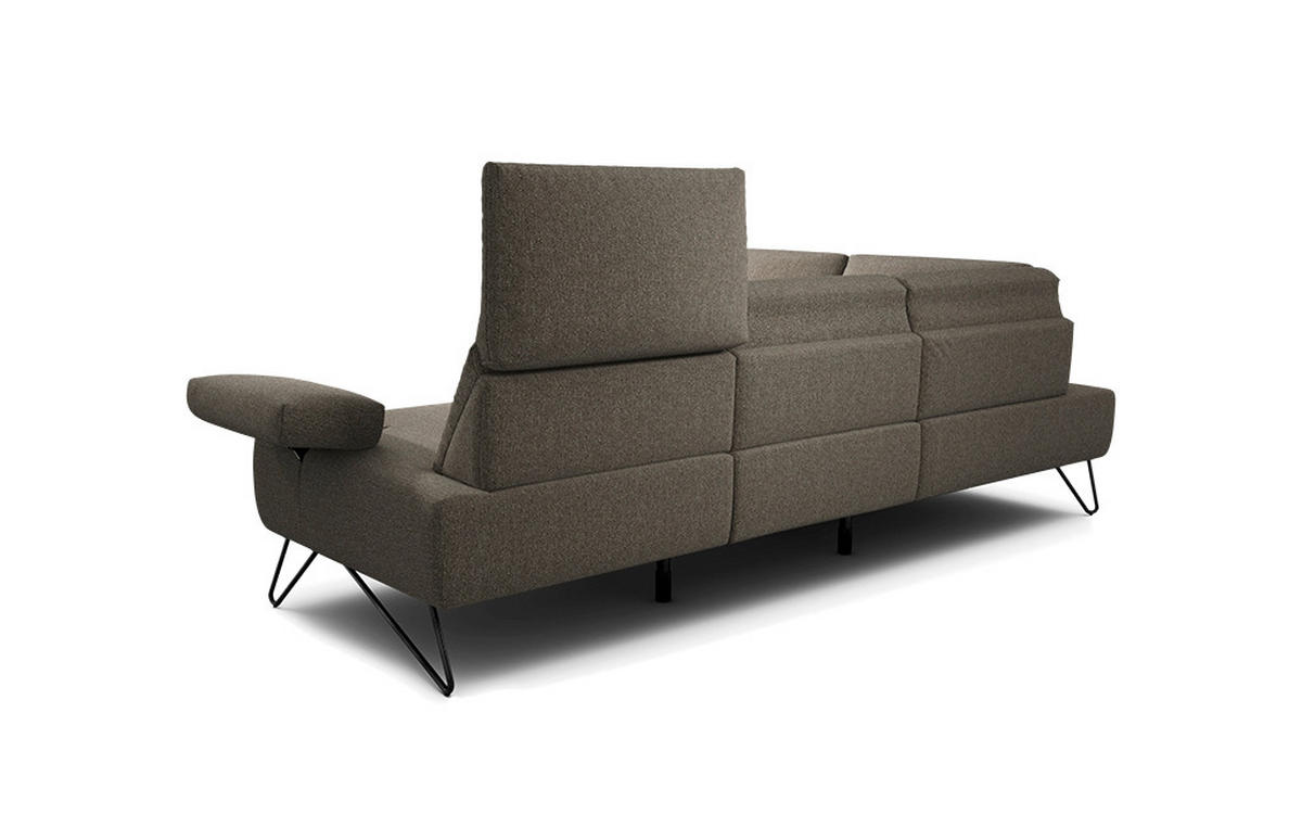 ECKSOFA in Chenille Braun  193/248-263 cm  - Schwarz/Braun, Design, Textil/Metall (193/248-263cm) - SENSOO