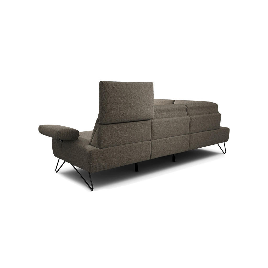 Thumbnail - Sensoo Ecksofa Cosy, Braun, Textil, 5-Sitzer, Ottomane links, L-Form, 248-263x193 cm, Stoffauswahl, Armteil links, recht...