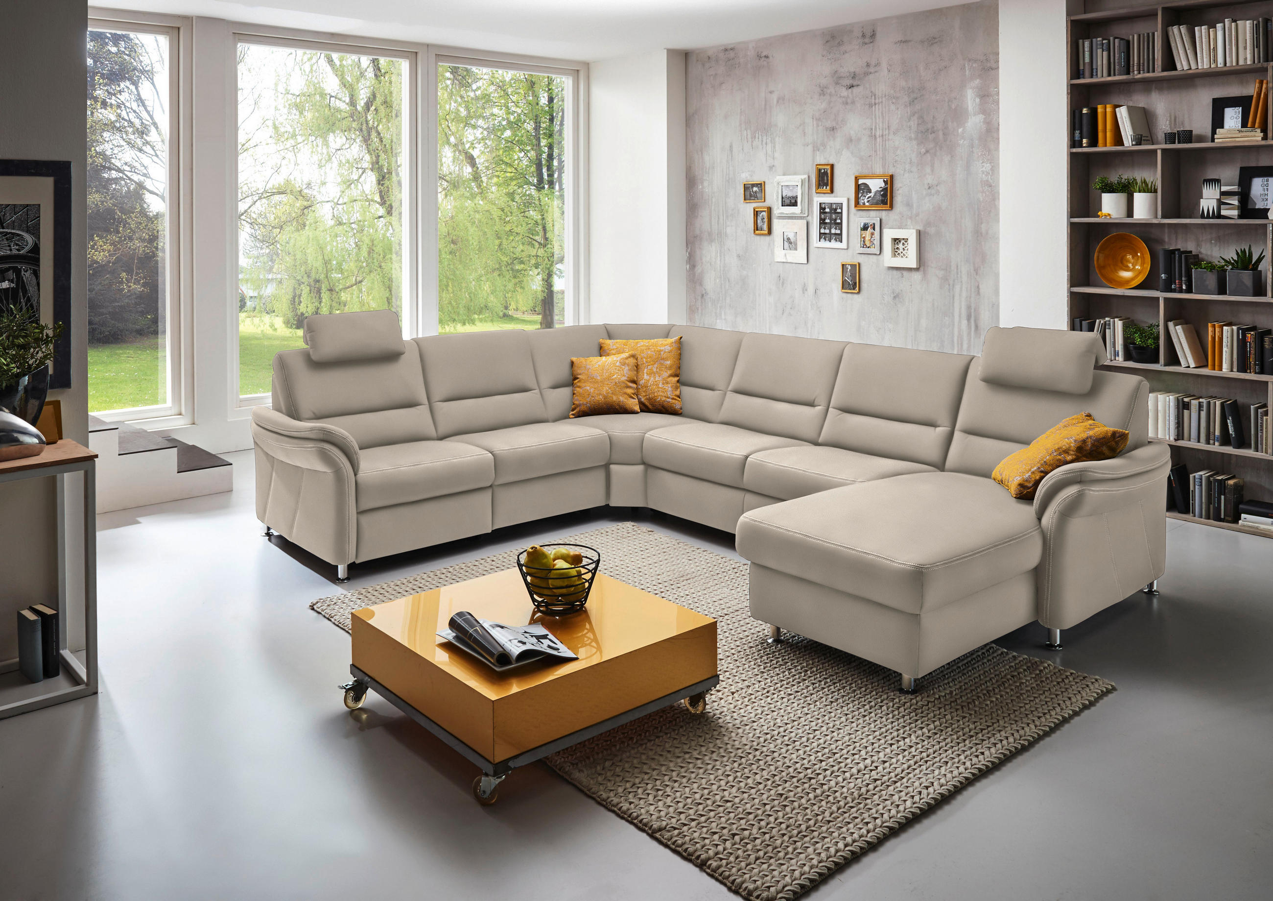 WOHNLANDSCHAFT in Mikrofaser Naturfarben  - Alufarben/Naturfarben, Konventionell, Textil/Metall (262/335/173cm) - Beldomo System