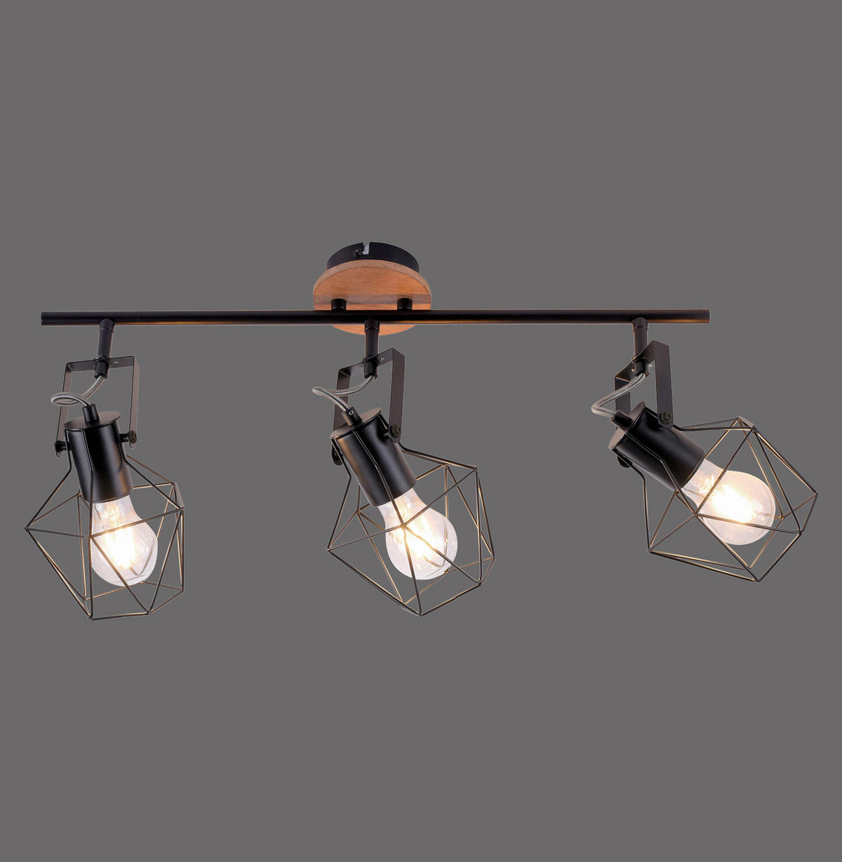 DECKENLEUCHTE Jaro 83/28/31 cm   - Schwarz, Natur, Holz/Metall (83/28/31cm)