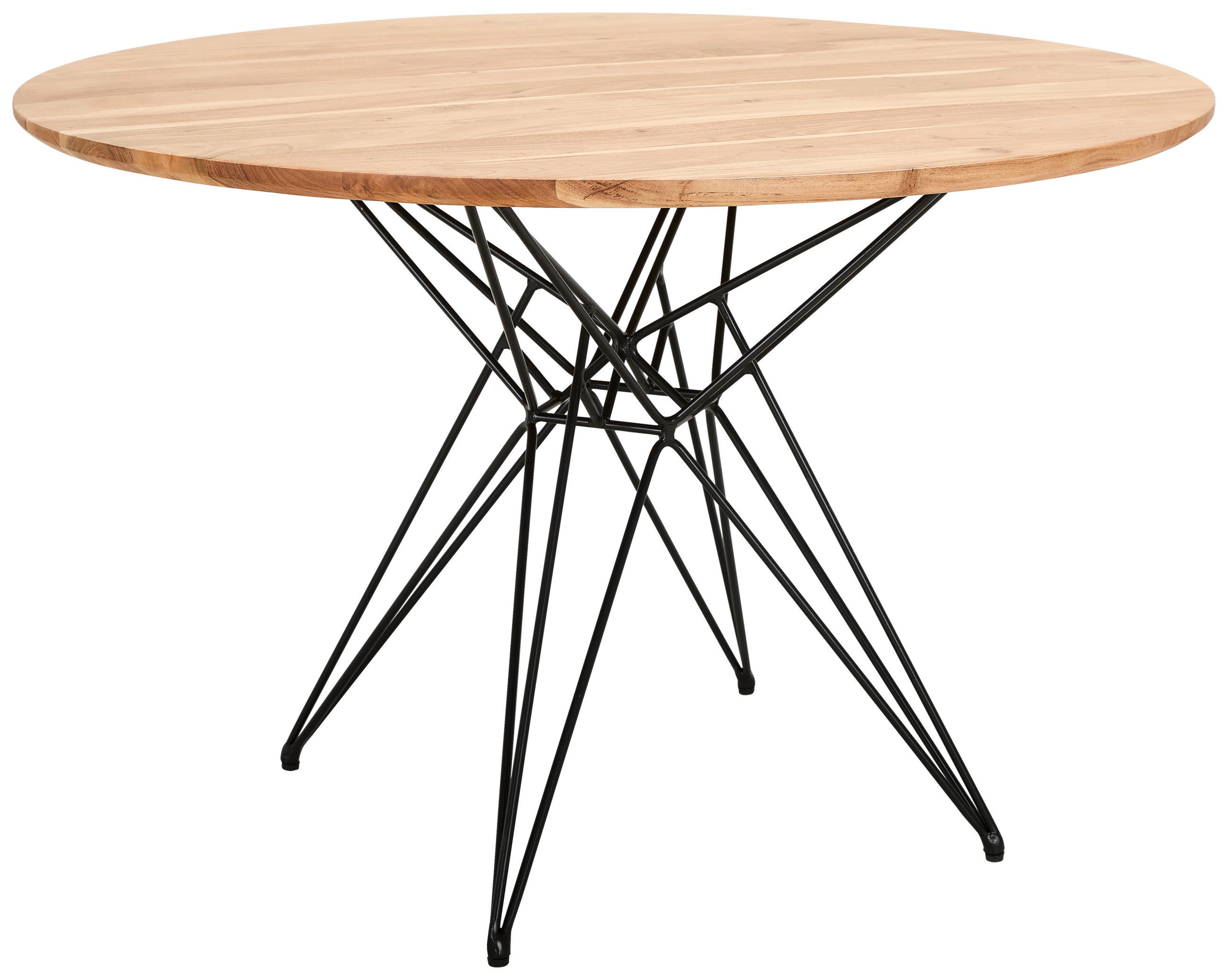 home24 Esstisch Schwarz, Akazie 76x115x115 cm