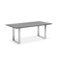 GARTENTISCH Kunststoff Edelstahlfarben, Grau rechteckig  - Edelstahlfarben/Grau, Design, Kunststoff/Metall (200/95/76cm)