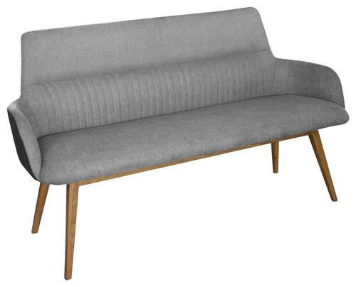 SITZBANK 157/88/62,5 cm Webstoff Eichefarben, Grau Wildeiche vollmassiv  - Eichefarben/Grau, KONVENTIONELL, Holz/Textil (157/88/62,5cm) - Linea Natura