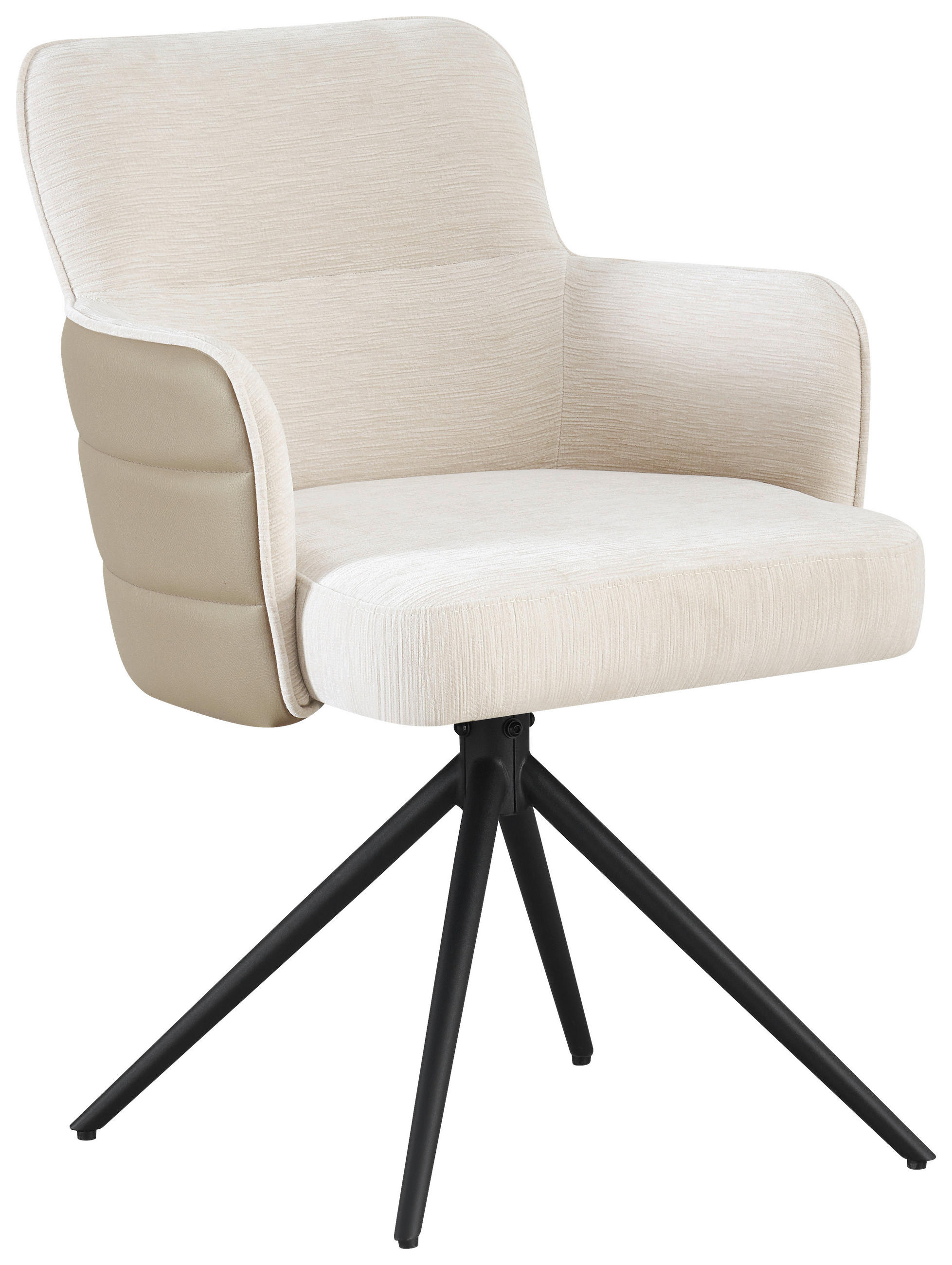 ARMLEHNSTUHL  in Eisen Lederlook, Webstoff  - Beige/Schwarz, KONVENTIONELL, Textil/Metall (58/82/64cm) - MID.YOU
