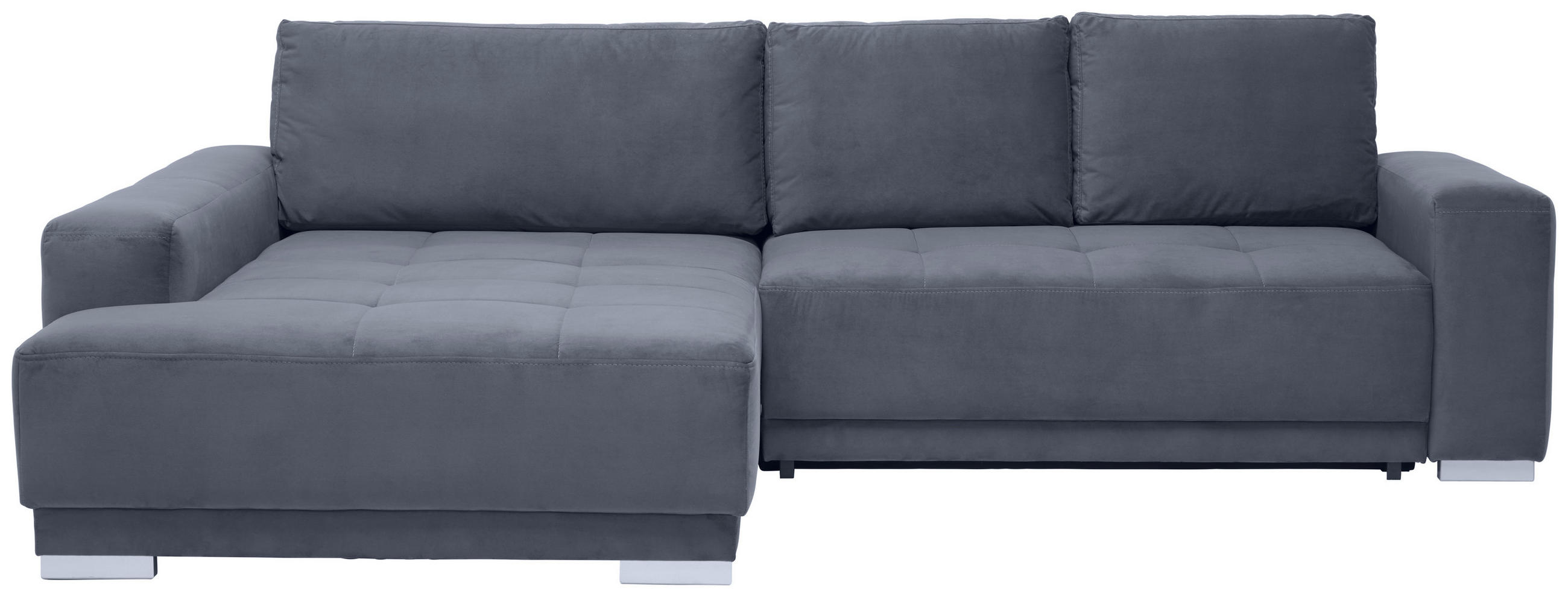 ECKSOFA  in Samt Grau  195/293 cm  - Silberfarben/Grau, Design, Holz/Textil (195/293cm) - Cantus