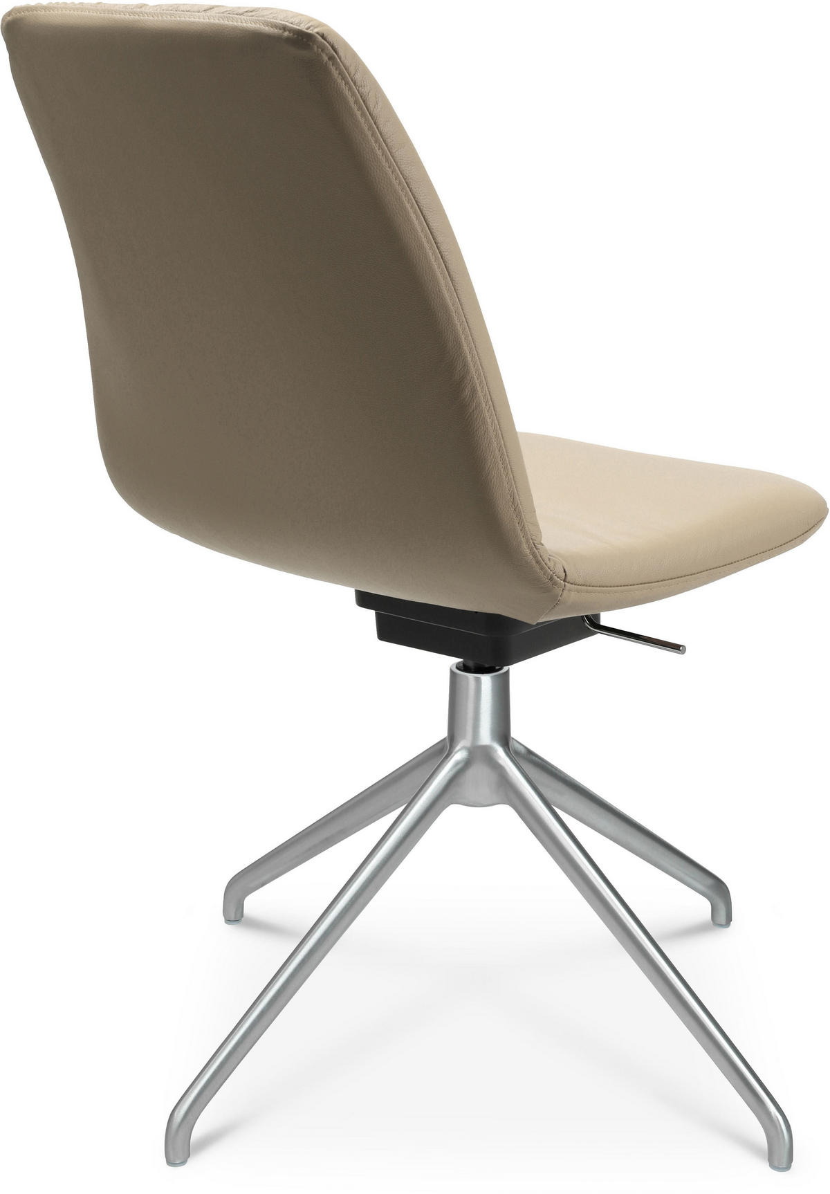 STUHL  in Aluminium Echtleder pigmentiert  - Beige/Alufarben, Design, Leder/Metall (46/81,5-84,5/55cm) - Johann Jakob