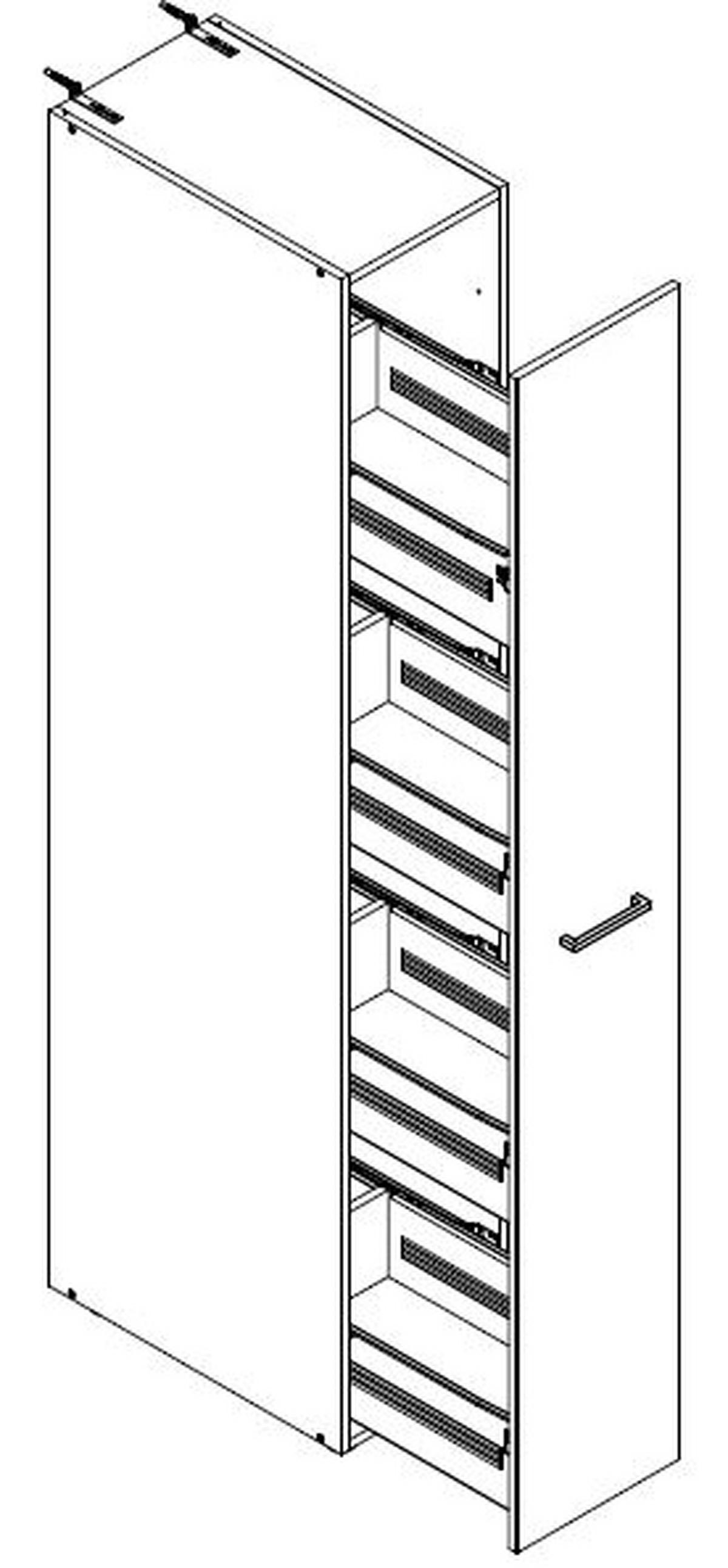 IZVLEČNA OMARA - barve hrasta/barve aluminija, Konvencionalno, umetna masa/leseni material (30/185/54cm) - Xora