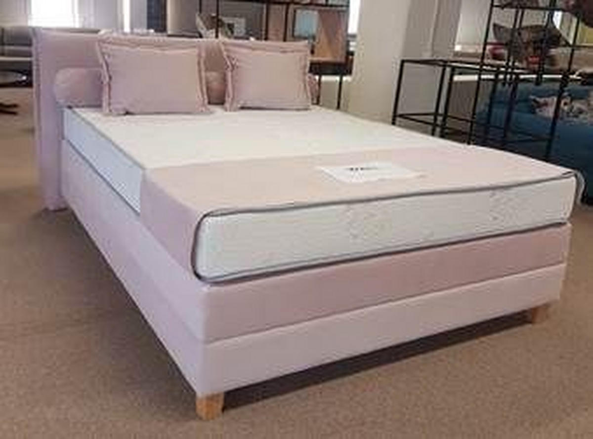 BOXSPRING KREVET 140/200 cm     ružičasta  - boja bukve/ružičasta, Moderno, drvo/tekstil (140/200cm) - Hom`in