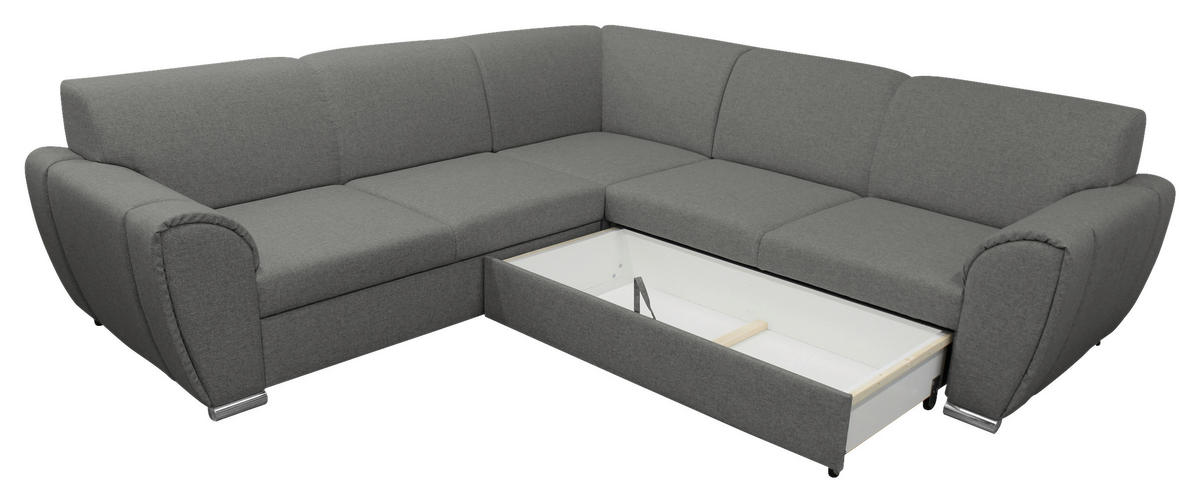 ECKSOFA Grau Flachgewebe  - Silberfarben/Grau, Design, Kunststoff/Textil (266/266cm) - Livetastic