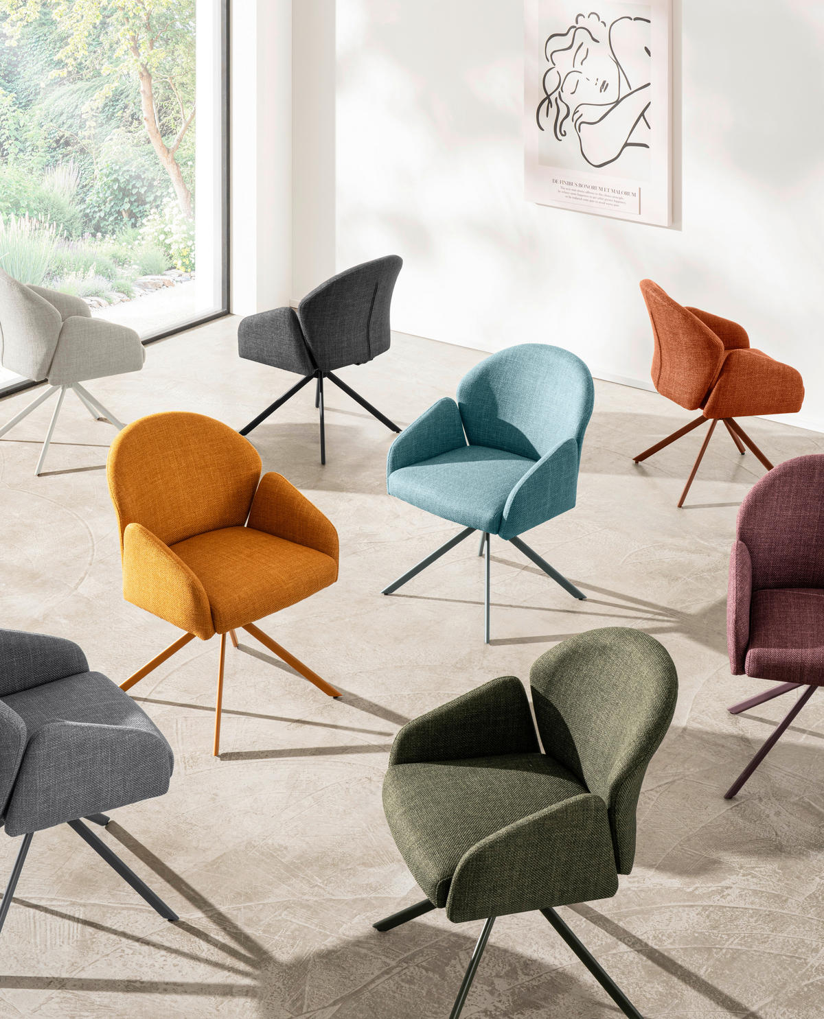 ARMLEHNSTUHL-SET 2 Stück  in Stahl Webstoff  - Rotbraun, MODERN, Textil/Metall (56,5/84/61cm) - MID.YOU