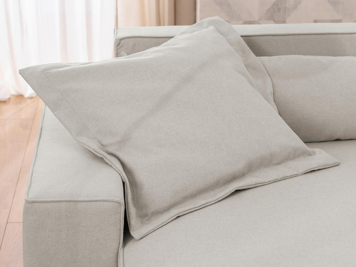 ECKSOFA Webstoff Beige  - Beige/Schwarz, Design, Kunststoff/Textil (251/142cm) - P & B