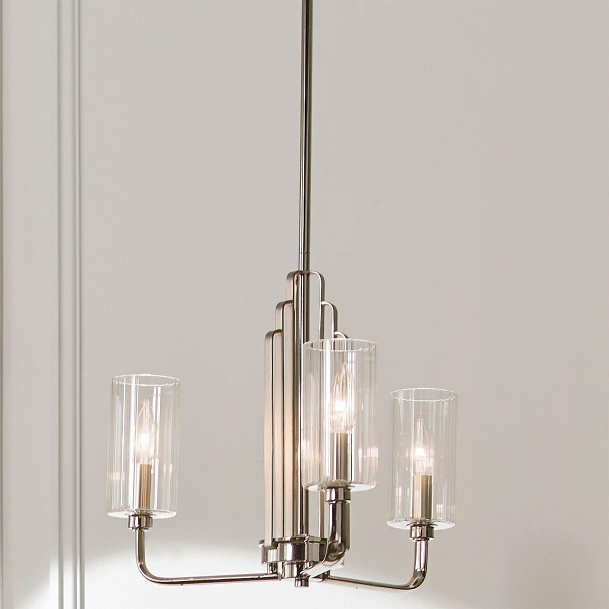 KRONLEUCHTER 45.9/47.9 cm    - Nickelfarben, Konventionell, Glas/Metall (45.9/47.9cm) - Elstead Lighting