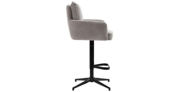 BARHOCKER Cord Taupe Eisen Sitzfläche 360° drehbar, Stoffauswahl, inklusive Armlehnen  - Taupe/Schwarz, Design, Textil/Metall (54/98-120/58cm) - Novel