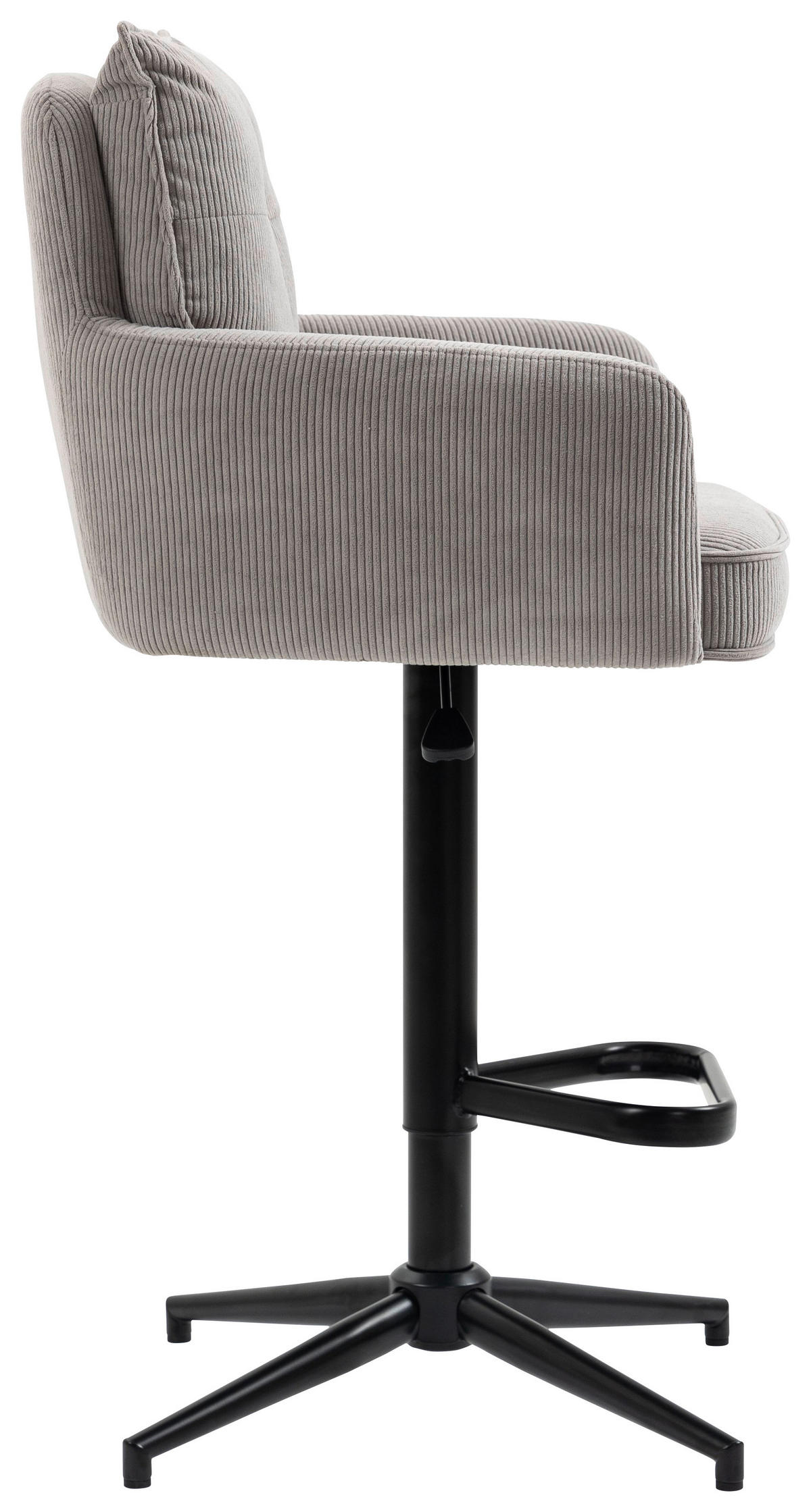 BARHOCKER Cord Taupe Eisen Sitzfläche 360° drehbar, Stoffauswahl, inklusive Armlehnen  - Taupe/Schwarz, Design, Textil/Metall (54/98-120/58cm) - Novel