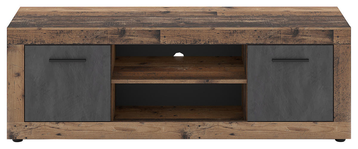 KOMODA - NISKA   140/48/40 cm   antracit, stari hrast   - stari hrast/crna, Design, drvni materijal/plastika (140/48/40cm) - MID.YOU