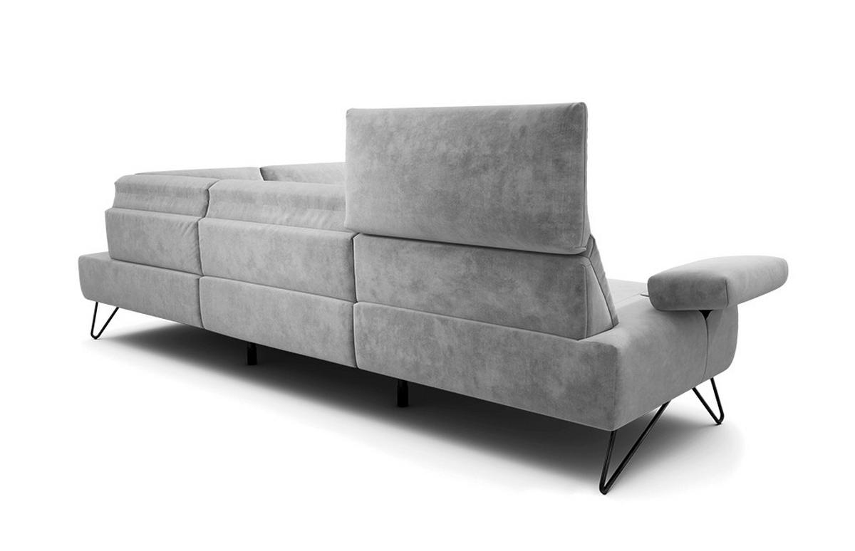 ECKSOFA Cosy Hellgrau Samt  - Hellgrau/Schwarz, Design, Textil/Metall (288-303/213cm) - SENSOO
