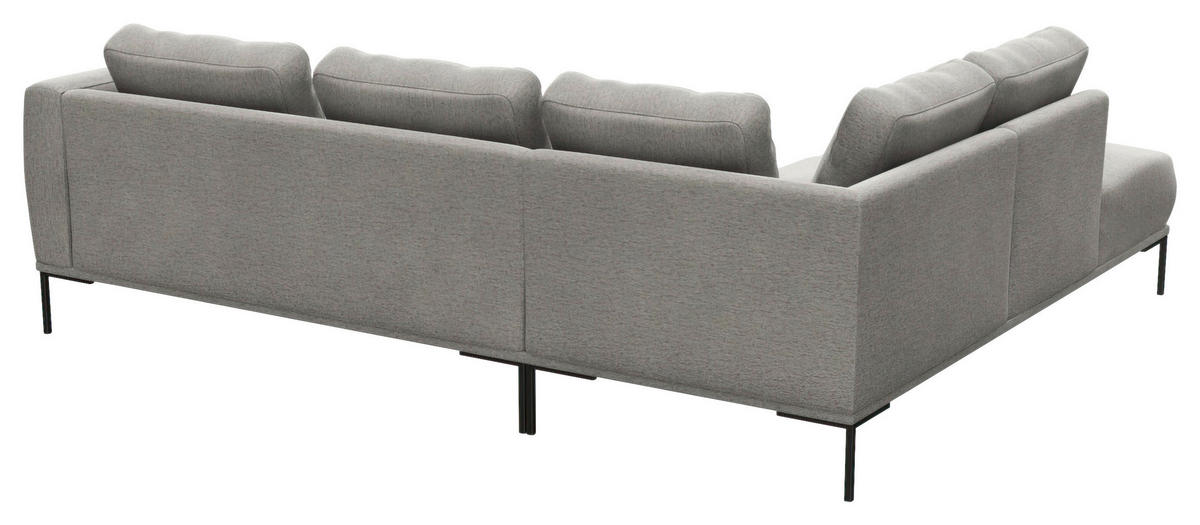 ECKSOFA Grau Webstoff, Flachgewebe  - Schwarz/Grau, Design, Textil/Metall (206/252cm) - Livetastic