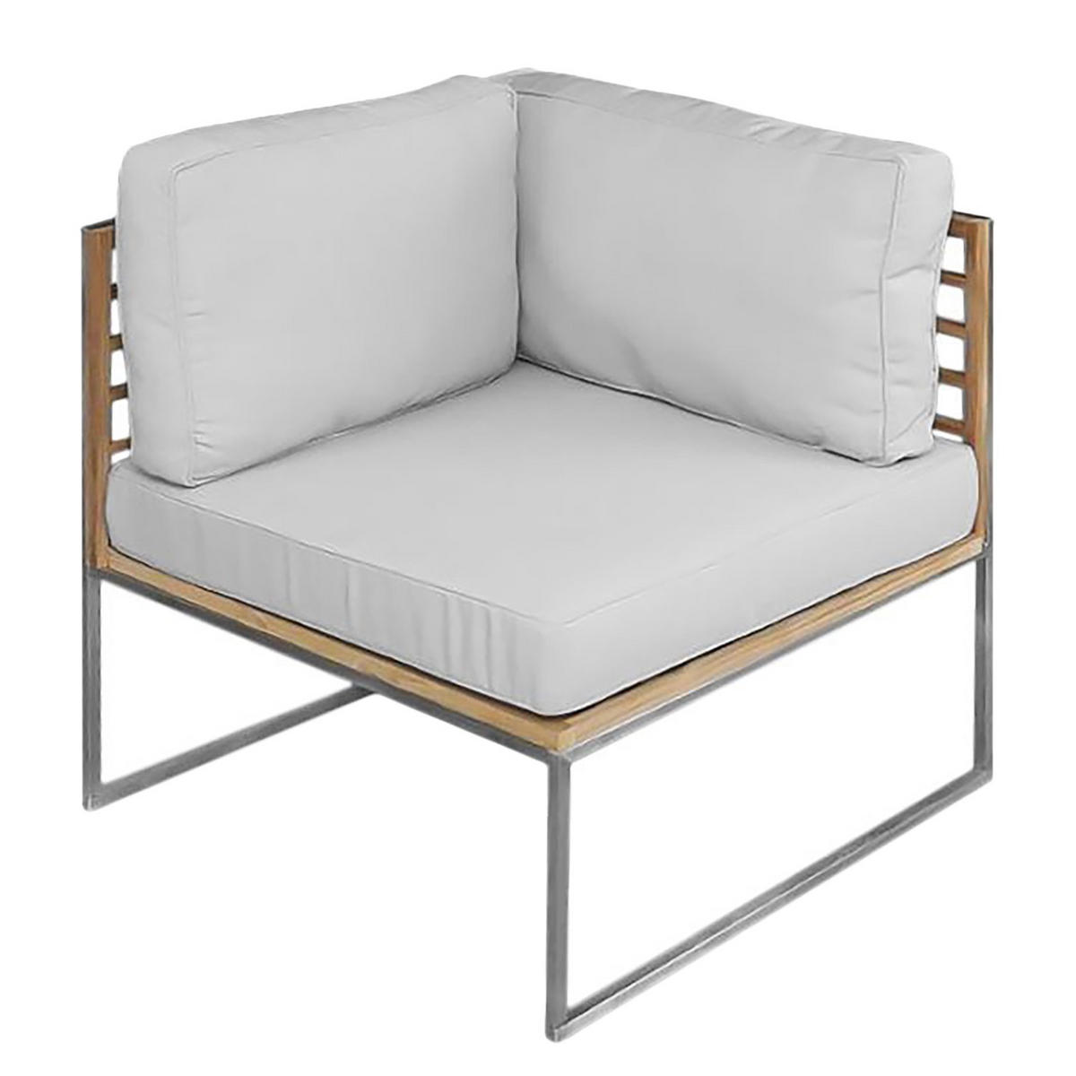 LOUNGEGARNITUR   Edelstahl  - Edelstahlfarben/Hellgrau, MODERN, Textil/Metall - Ambia Garden