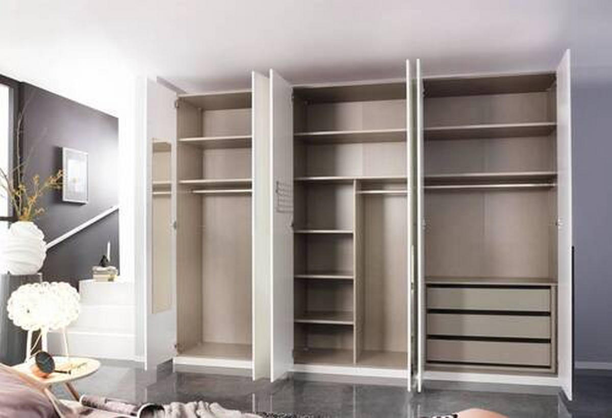 DREHTÜRENSCHRANK 301/223/60 cm 6-türig Weiß  - Chromfarben/Weiß, Design, Holzwerkstoff/Metall (301/223/60cm) - home24