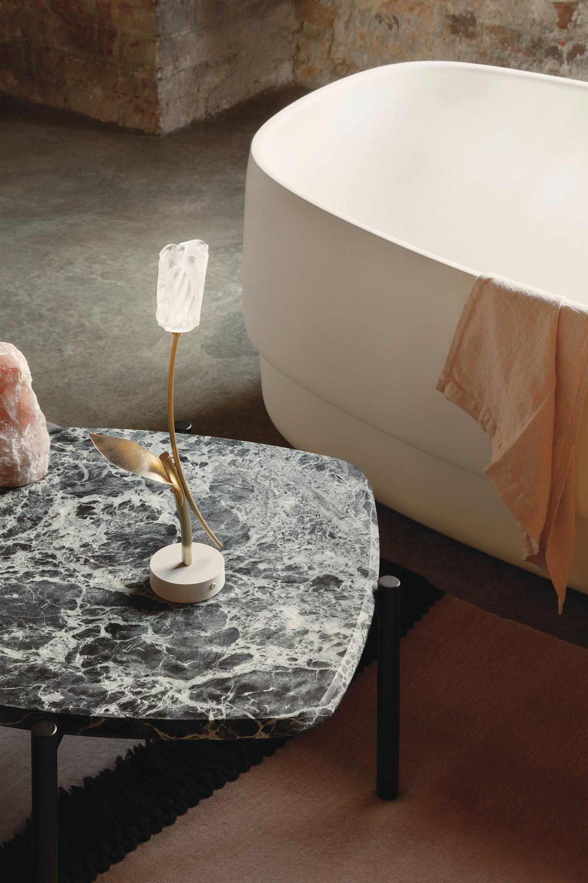 AKKU-TISCHLEUCHTE Tulip Battery 8,5/15/38 cm   - Transparent/Goldfarben, KONVENTIONELL, Kunststoff/Metall (8,5/15/38cm) - Slamp