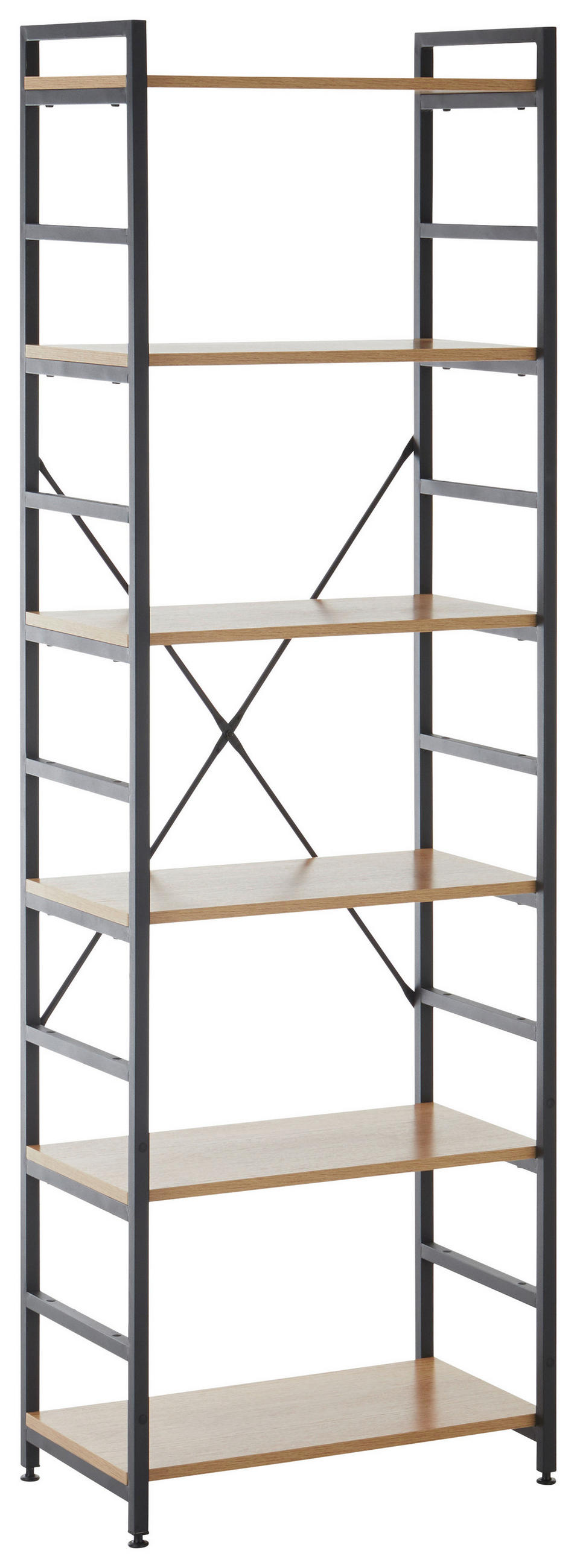REGAL Schwarz, Eichefarben  - Eichefarben/Schwarz, Design, Holzwerkstoff/Metall (60/184/34cm)